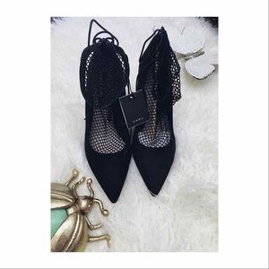 New Zara fishnet heels size 10